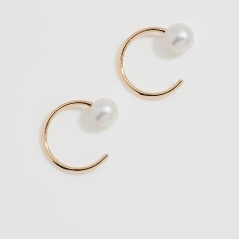 Zoe Chicco Gold and Pearl Hoop Earrings